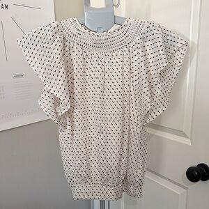 Express White, brown and Black Dotted Blouse